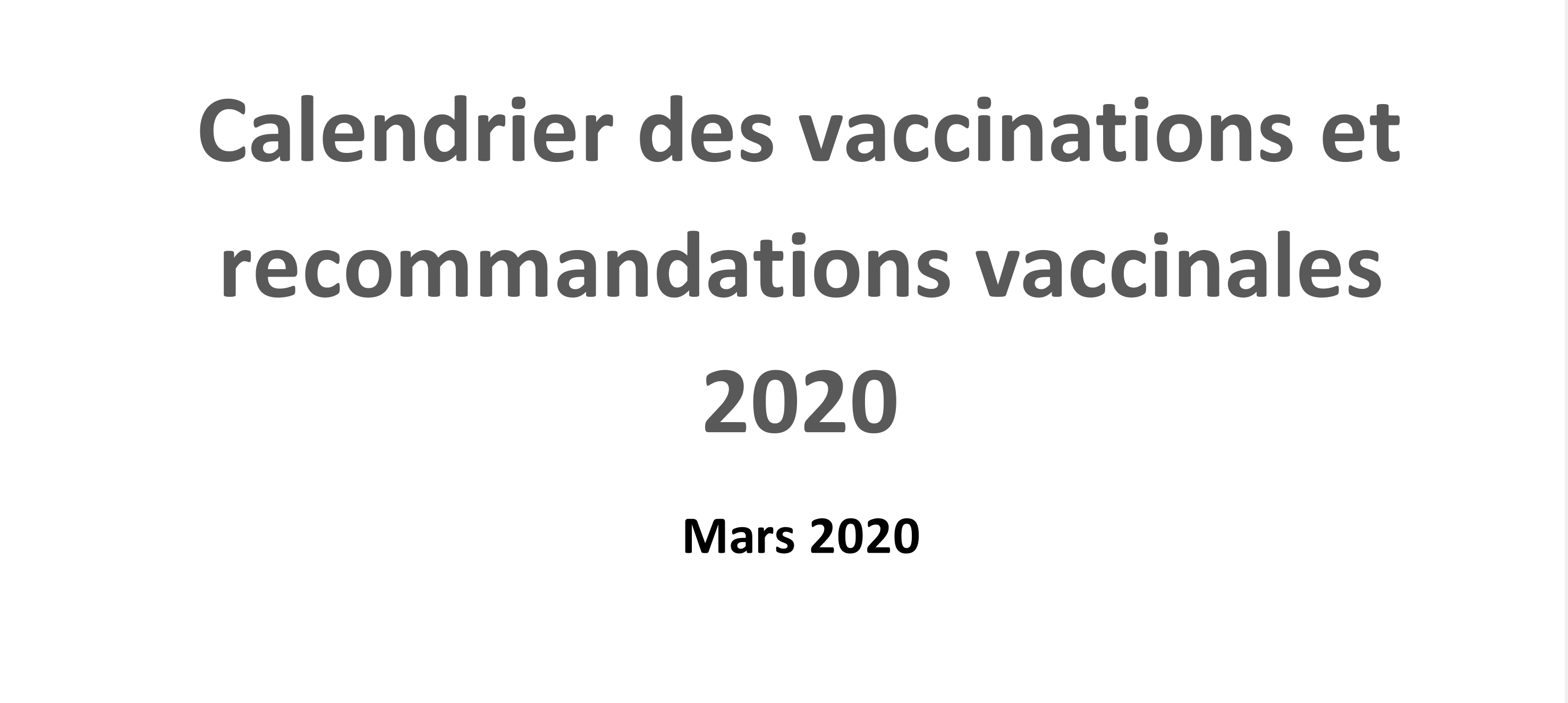 Calendrier vaccinal 2020