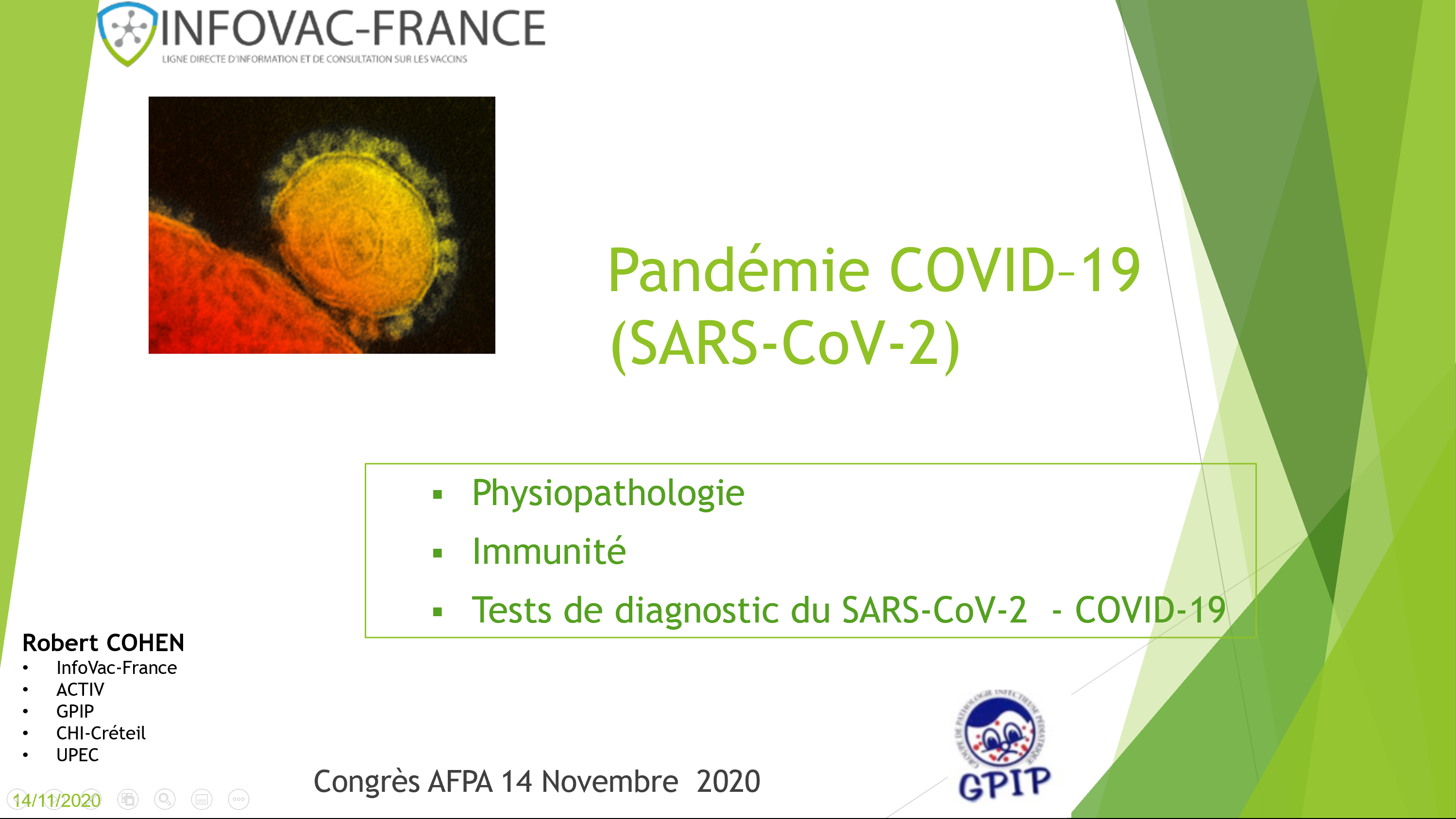 Diaporama commenté - Pandémie COVID–19 (SARS-CoV-2)
